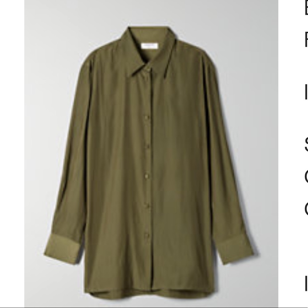Aritzia Babaton Ronan Blouse Olive Green SMALL